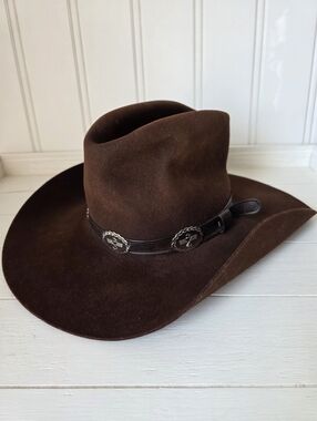 Dynafelt Brown Cowboy Western Hat Silver Leather Concho Band Size 6 7/8